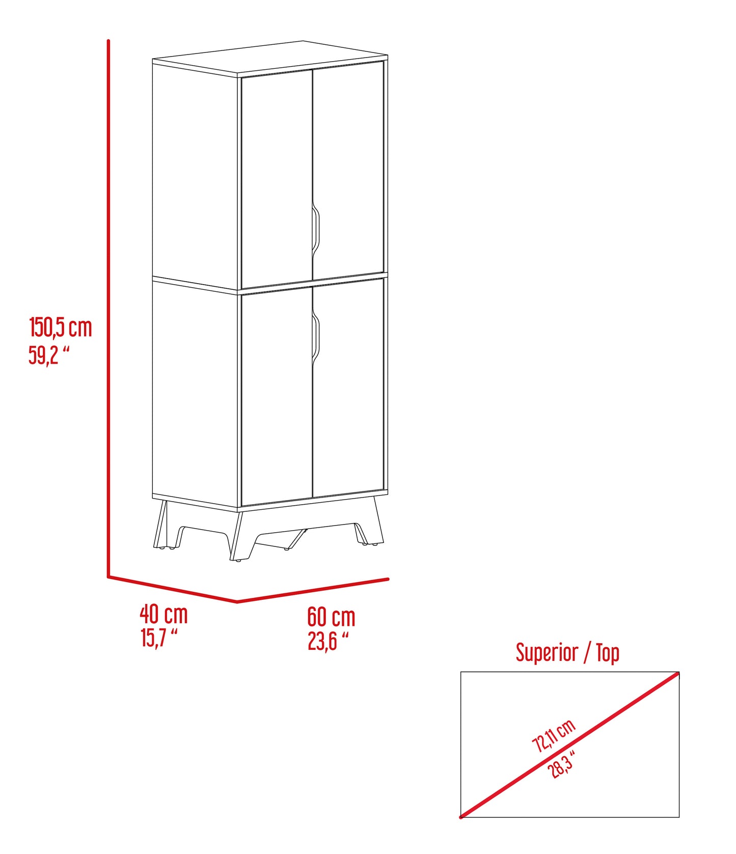 Brinnon Rectangle Kitchen Pantry Light Oak and White