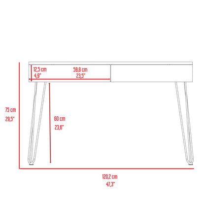 Canton 2-Drawer Writing Desk with Hairpin Legs Light Gray