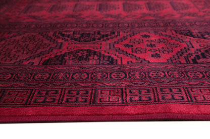 Alastair Red and Black Viscose Area Rug 2x7