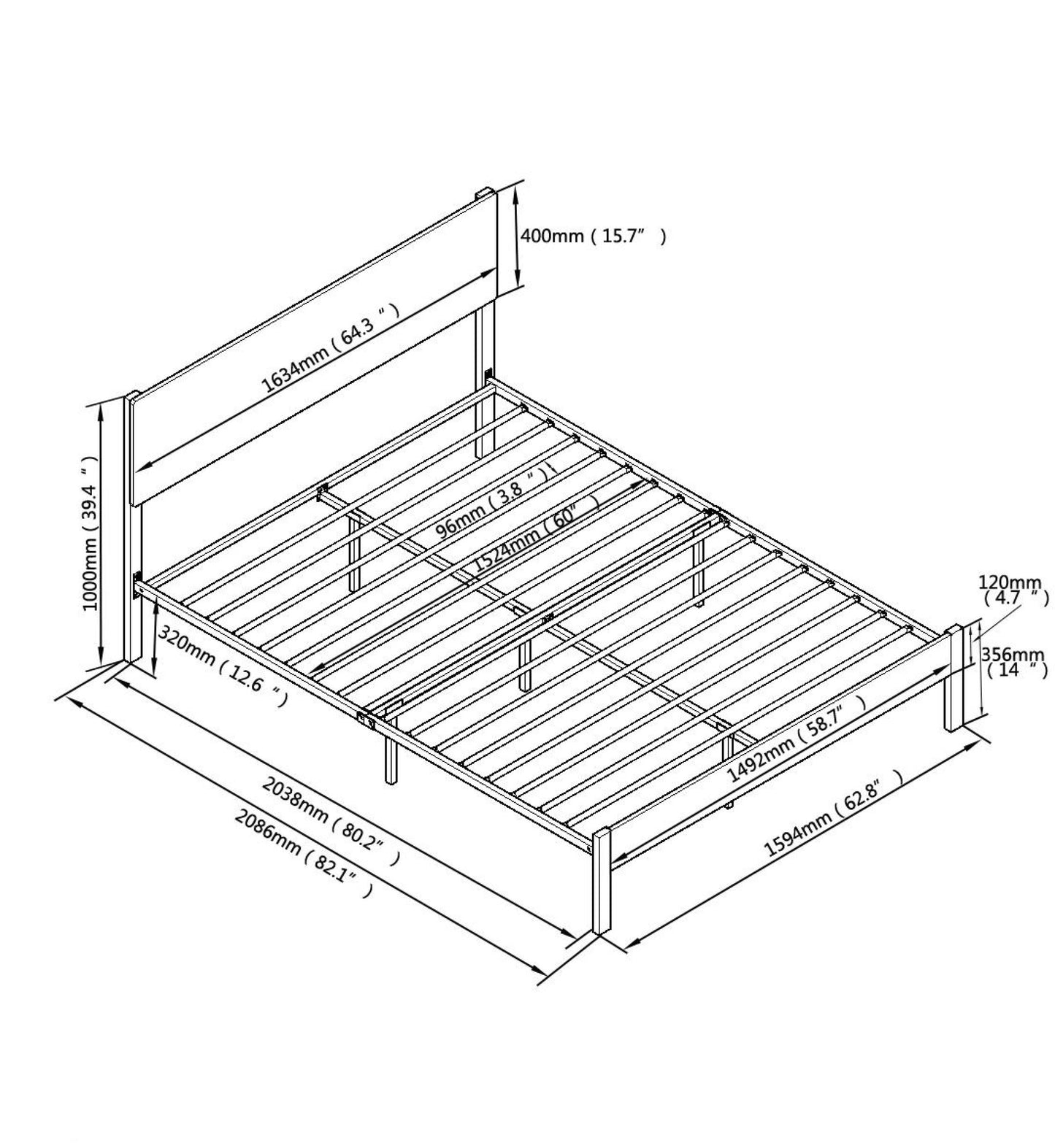 Queen Size Metal Platform Bed Frame with Wooden Headboard and Footboard, No Box Spring Needed, Large Under Bed Storage, Easy Assemble