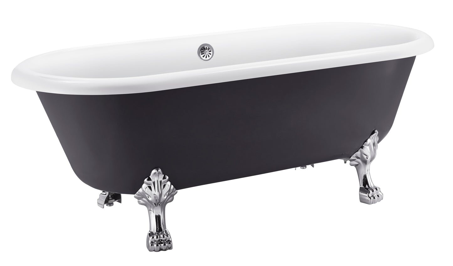 67" 100% Acrylic Freestanding Bathtub，Contemporary Soaking Tub，white inside and gray outside