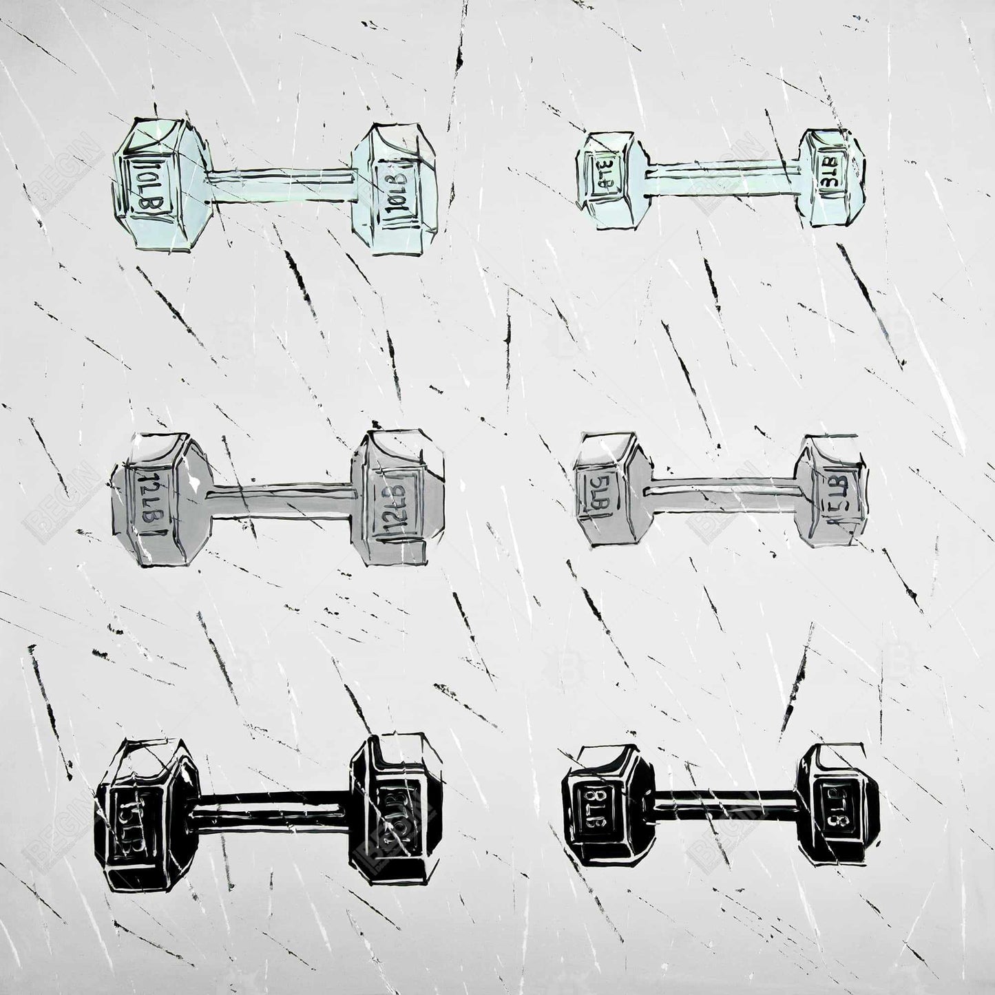 Dumbbells - 12x12 Print on canvas