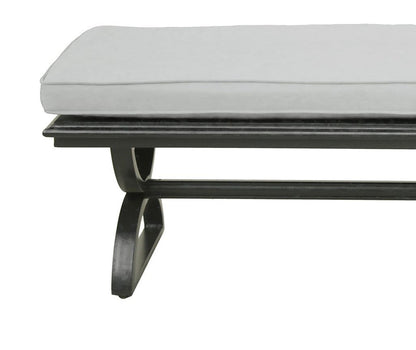 Outdoor Aluminum Dining Bench with Cushion, Espresso Brown/Cast Silver