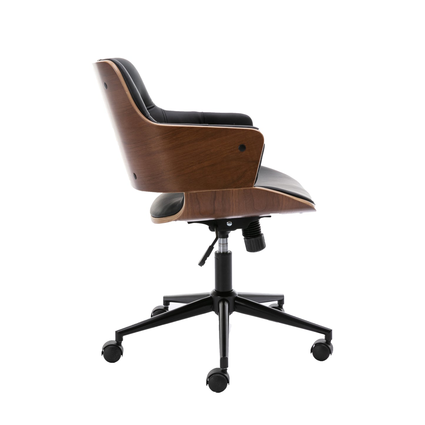 HengMing Bentwood Adjustable Office Chair , black PU Leather Upholstery and black foot