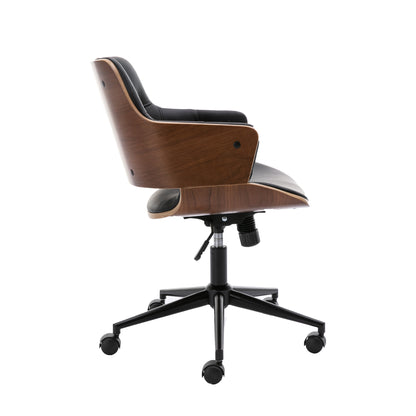 HengMing Bentwood Adjustable Office Chair , black PU Leather Upholstery and black foot