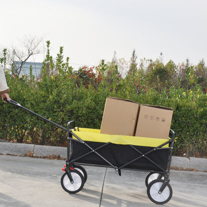 Folding Wagon Garden Shopping Beach Cart (black+yellow)