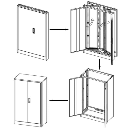 Metal Storage Cabinet with Locking Doors and Adjustable Shelf, Folding Filing Storage Cabinet with Wheels, Rolling Storage Locker Cabinet for Home Office,School,Garage, White