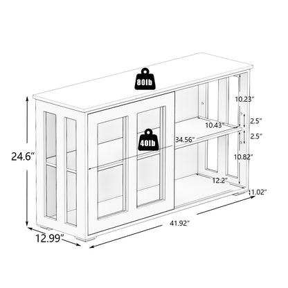 Kitchen Storage Stand Cupboard With Glass Door-Black