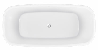 63" 100% Acrylic Freestanding Bathtub，Contemporary Soaking Tub，white bathtub