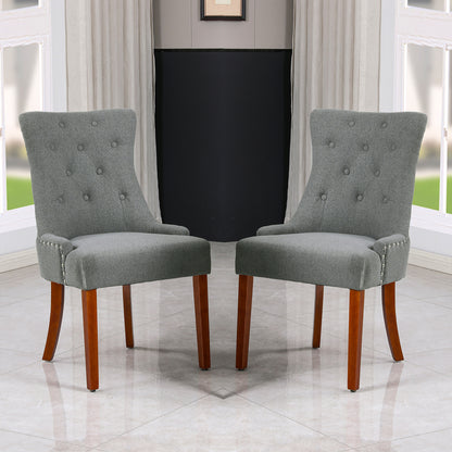 LYHome Mordern Fabric Dining Chairs, 2-Pcs Set, Light Grey