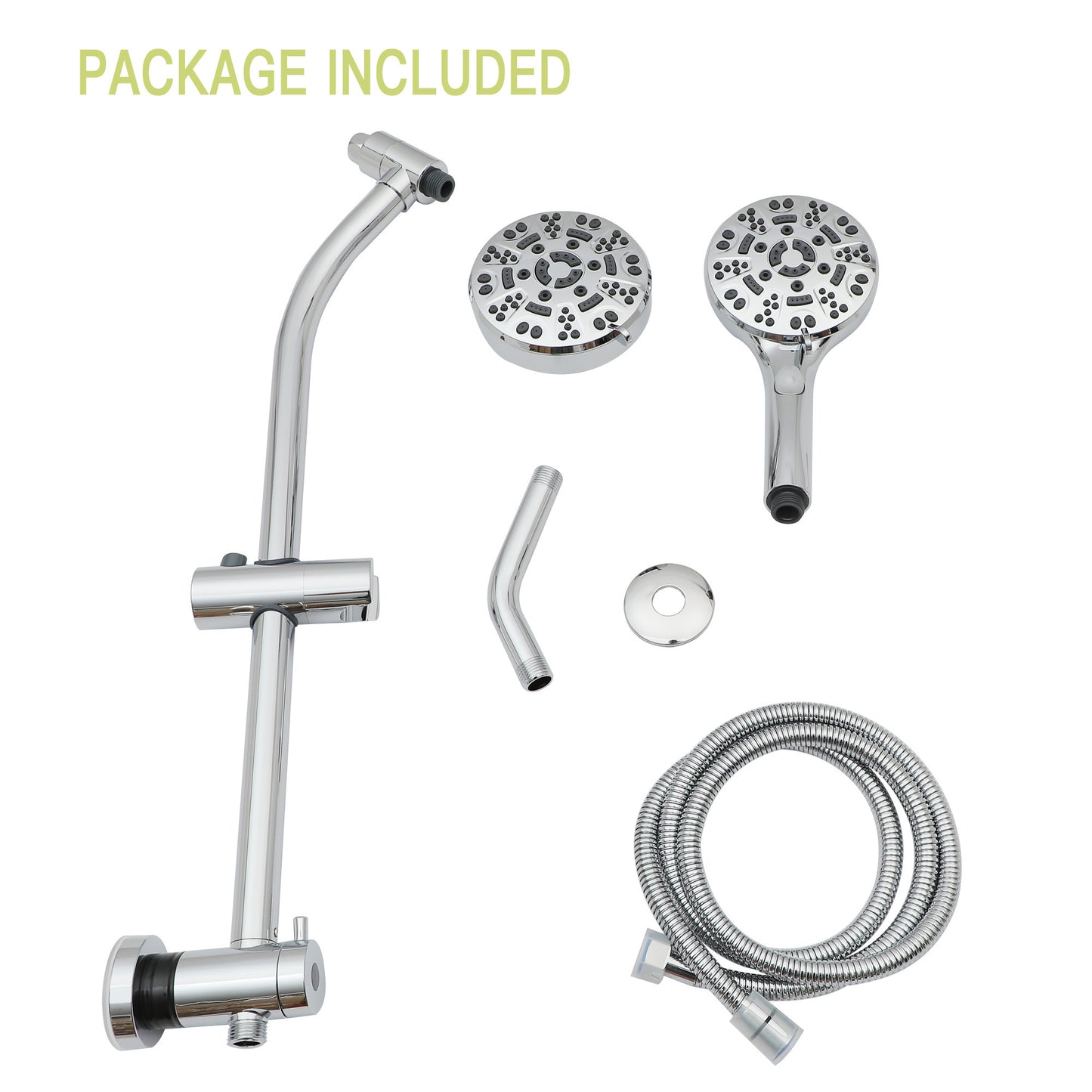 Multi Function Dual Shower Head - Shower System with 4.7" Rain Showerhead, 8-Function Hand Shower, Adjustable Slide Bar,Chrome