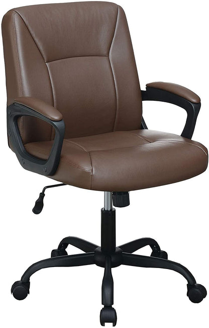 Relax Cushioned Office Chair 1pc Brown Color Upholstered Seat back Adjustable Chair Comfort