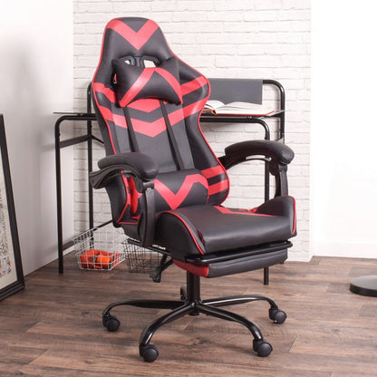 Gaming Office High Back Computer Leather Desk Mesh Ergonomic 180 Degrees Adjustable Swivel Task Chair with Headrest and Lumbar Support, & Footrest , Red