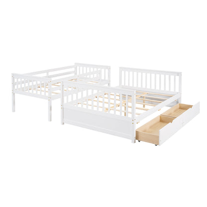 Twin-Over-Full Bunk Bed with Ladders and Two Storage Drawers (White) ( old sku:LT000165AAK）