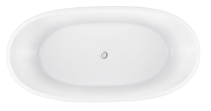 63" 100% Acrylic Freestanding Bathtub，Contemporary Soaking Tub，white inside and blue outside