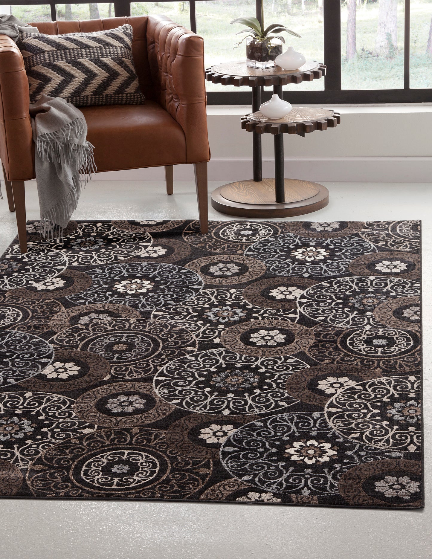 Lundy Chocolate/Black/Beige Area Rug 8x10