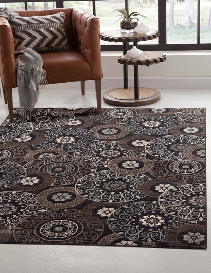 Lundy Chocolate/Black/Beige Area Rug 8x10