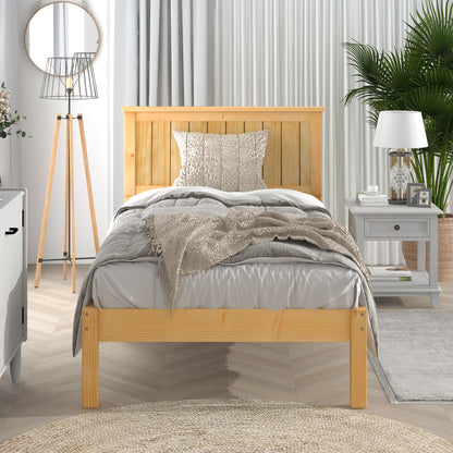 Platform Twin Bed with Headboard,Natural