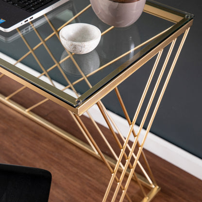 Dezby Modern Glass-Top Desk