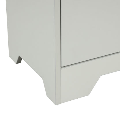 Grey Bathroom Storage Cabinet with Adjustable Shelves, Freestanding Floor Cabinet for Home Kitchen, Easy to Assemble