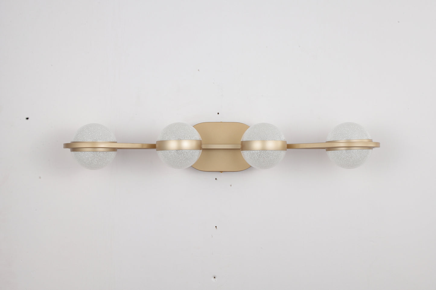 LED Bathroom Vanity Lights Fixtures, 4-Lights Brushed Brass  Globe Glass Shade Over Mirror