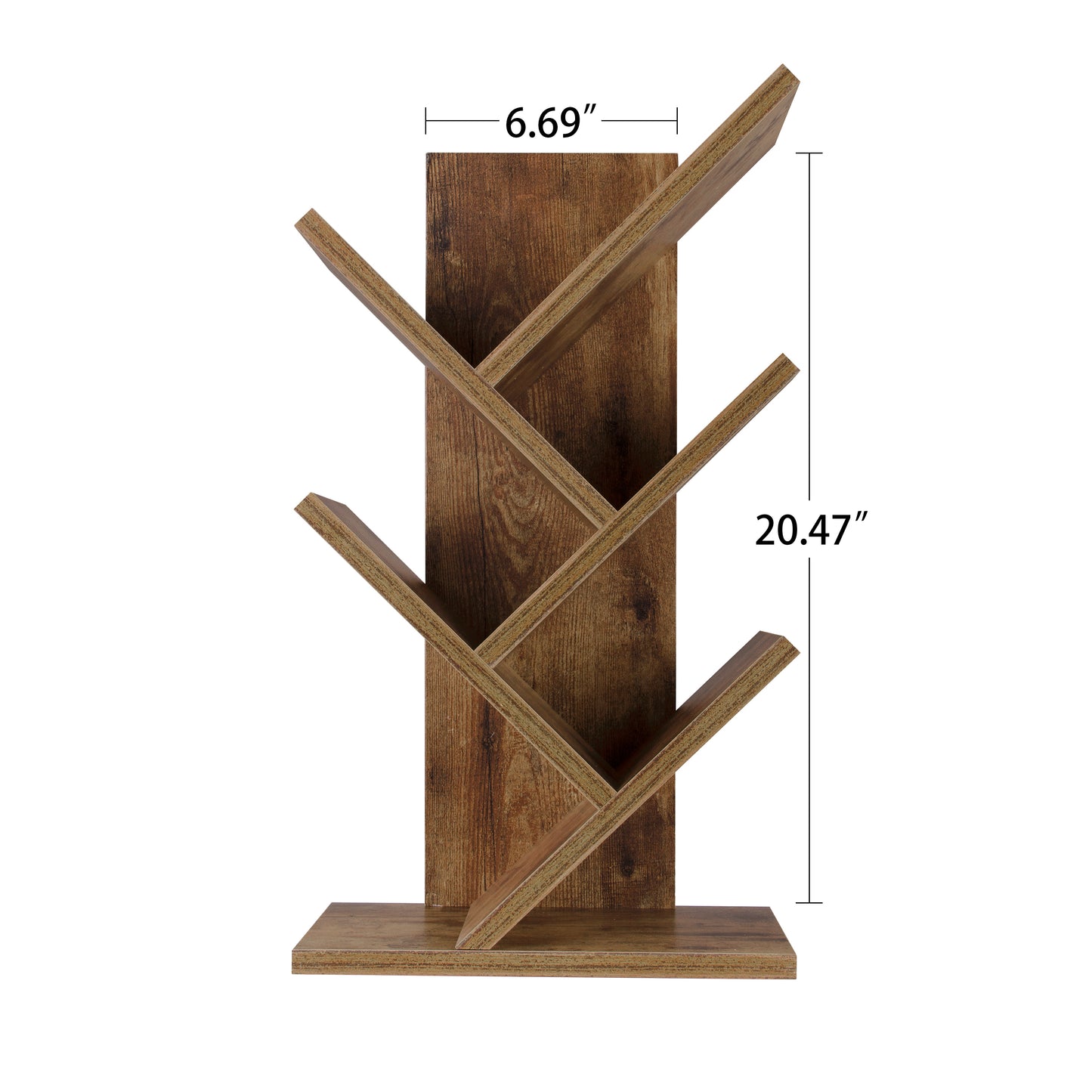 Tree Bookshelf set of 2 ，4-Tier Small Book Shelf Organizer Floor Standing Bookcase, Wood Book Shelves Magazine Rack, Mini Desktop Bookshelf for CDs/Books, Display Shelf for Small Space