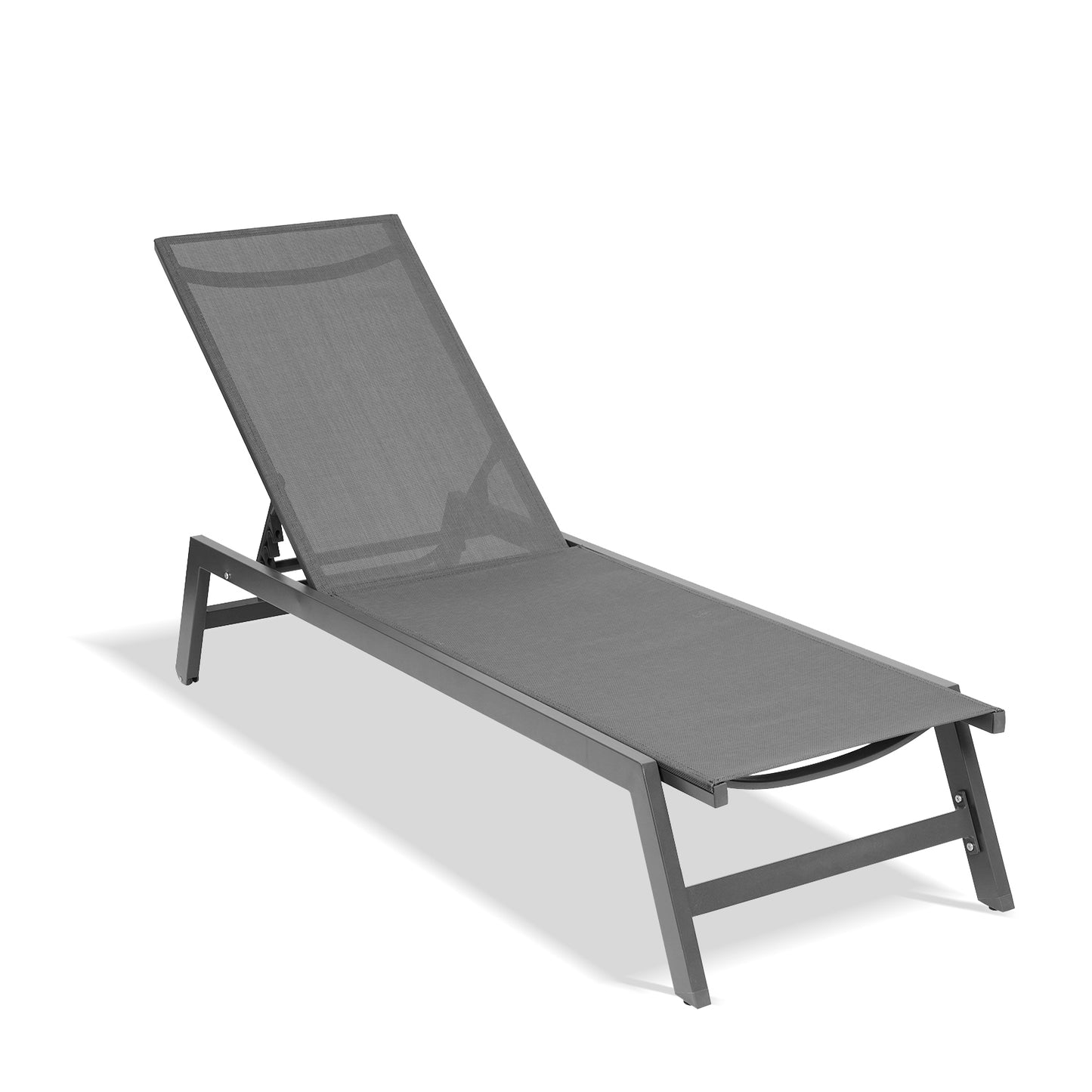 Outdoor Chaise Lounge Chair,Five-Position Adjustable Aluminum Recliner,All Weather For Patio,Beach,Yard, Pool(Grey Frame/Dark Grey Fabric)