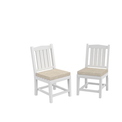 HDPE Dining Chair, White, With Cushion, No Armrest, Set of 2