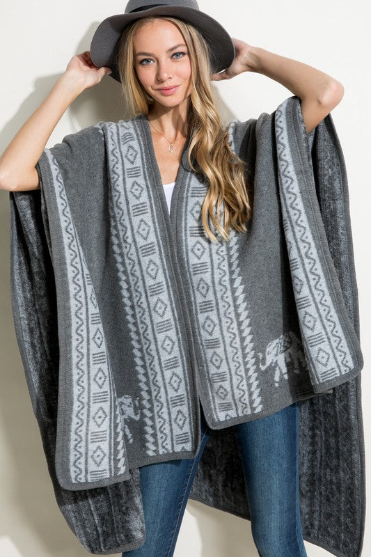 SOFT THICK PONCHO SHAWL CAPE