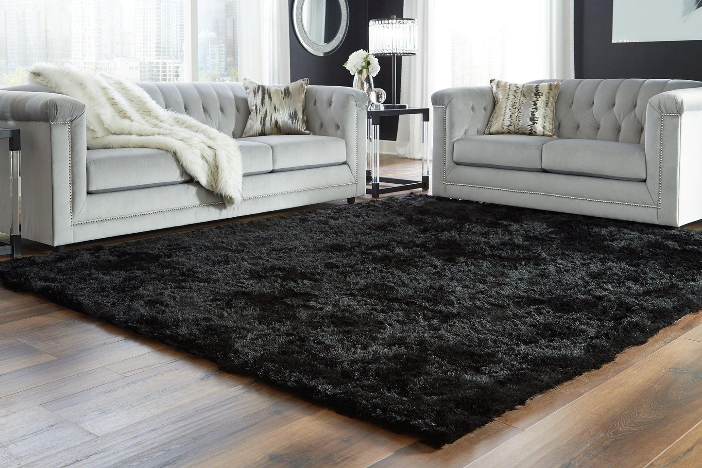 Ashley Mattford Black Contemporary 5' x 7' Rug R404932