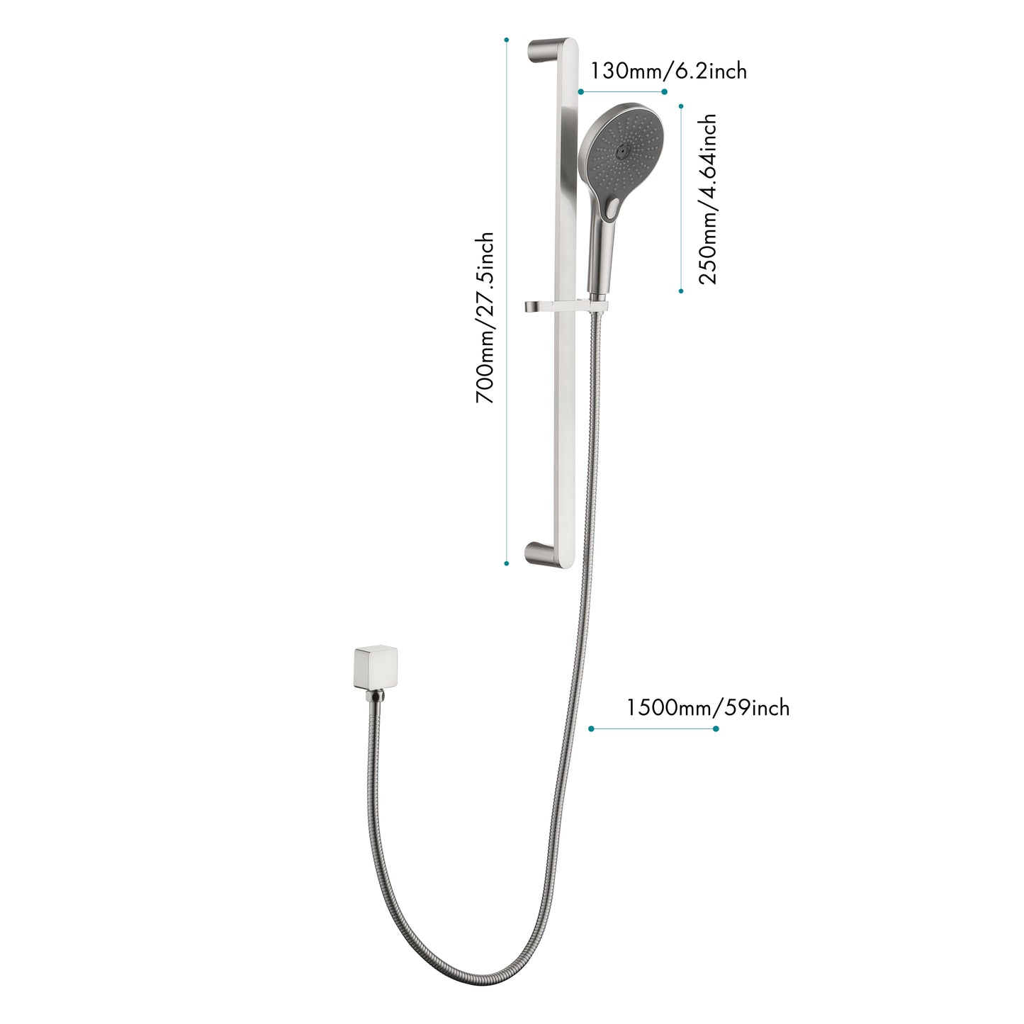 Shower System 10 Inch Square Bathroom Luxury Rain Mixer Shower Combo Set Pressure Balanced Shower System with Shower Head, Hand Shower, Slide Bar, Shower Arm, Hose, and Valve Trim