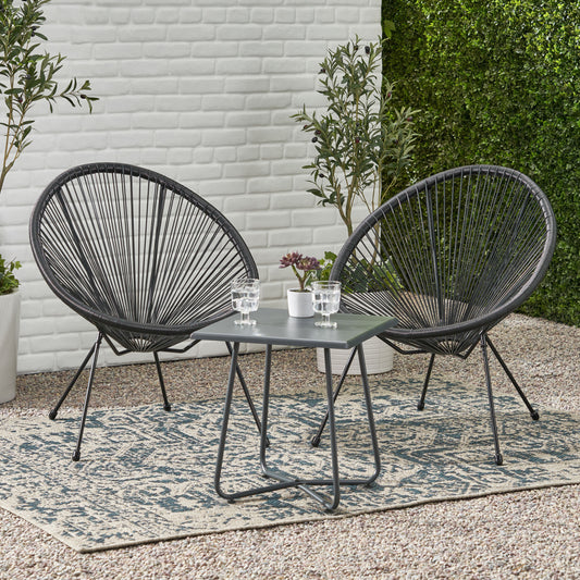 Great Deal Furniture Alexis Outdoor Woven Chair Black （set of 2）