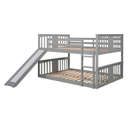 Full Over Full Bunk Bed with Ladder with Slide, Gray (Old SKU :LP000208AAE)