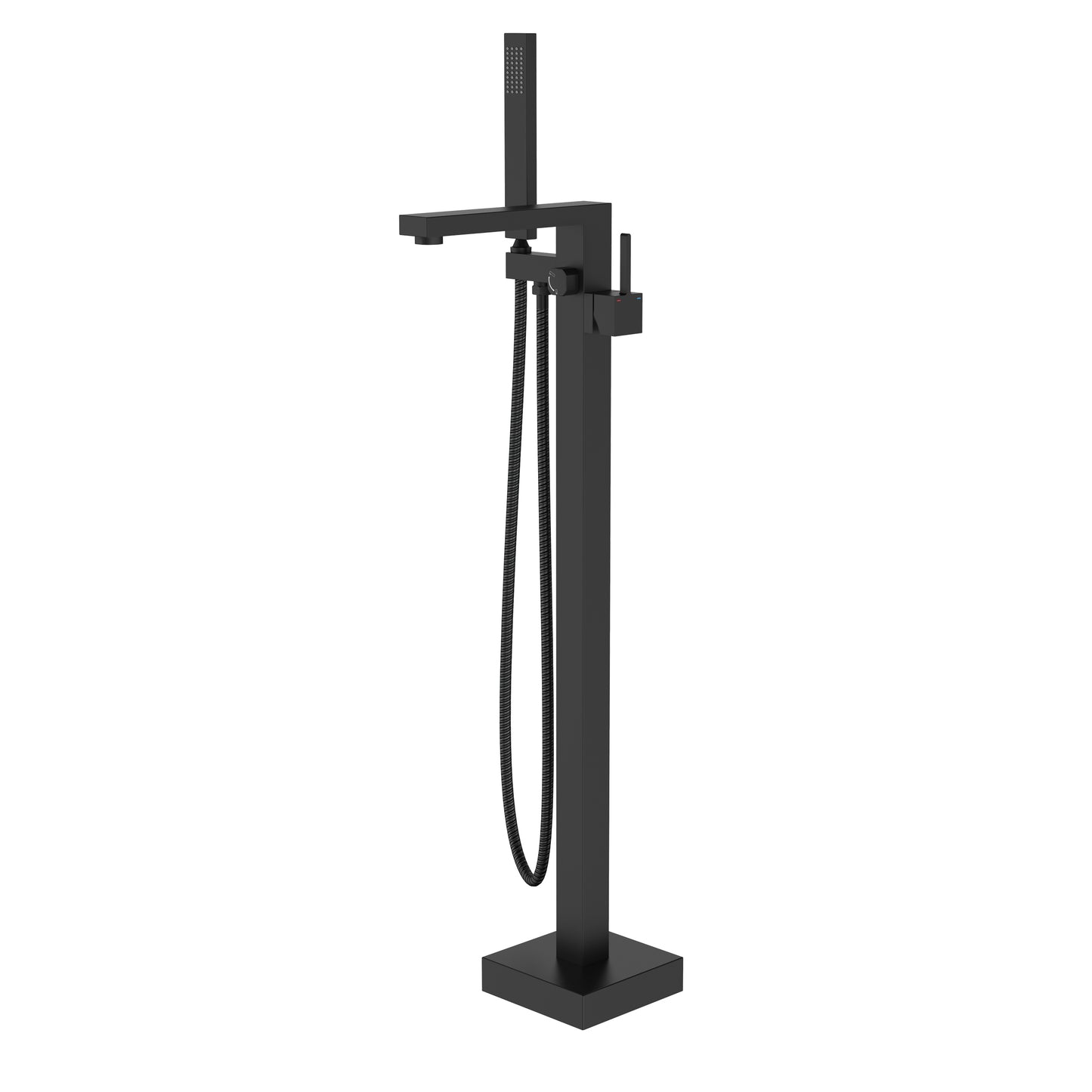 2 Spouts With Hand Shower Double Handle Floor Mounted Clawfoot Freestanding Faucet, Tub Faucet,Matte Black