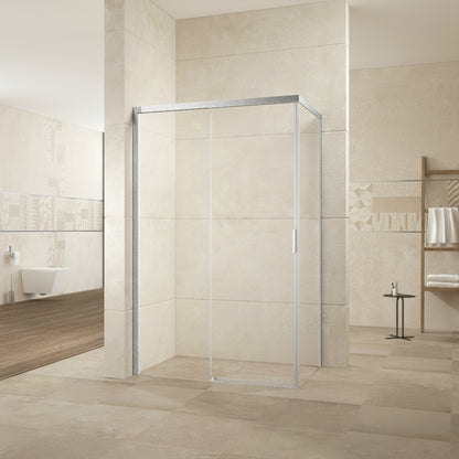 TRUSTMADE 48 in. H x 34 in. W x 76 in. H Semi-Frameless Square Sliding Shower Enclosure (cUPC Approved), w/ Invisible Rollers