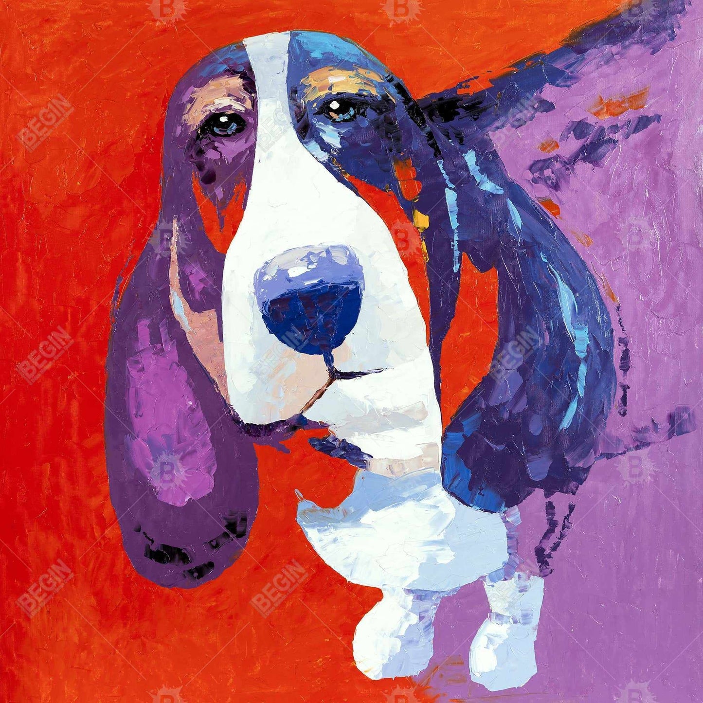 Abstract colorful basset dog - 08x08 Print on canvas