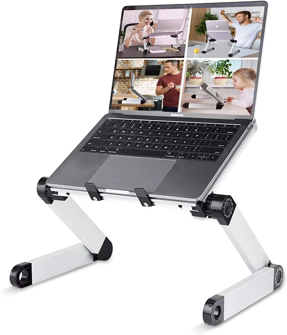 Adjustable Laptop Stand Table for Office, RAINBEAN Portable Lap Desk Stand Compatible Notebook Tablets MacBook,Foldable Lift Bracket Aluminum Ergonomics Design,Office or Home Desk Suitable for Ipad