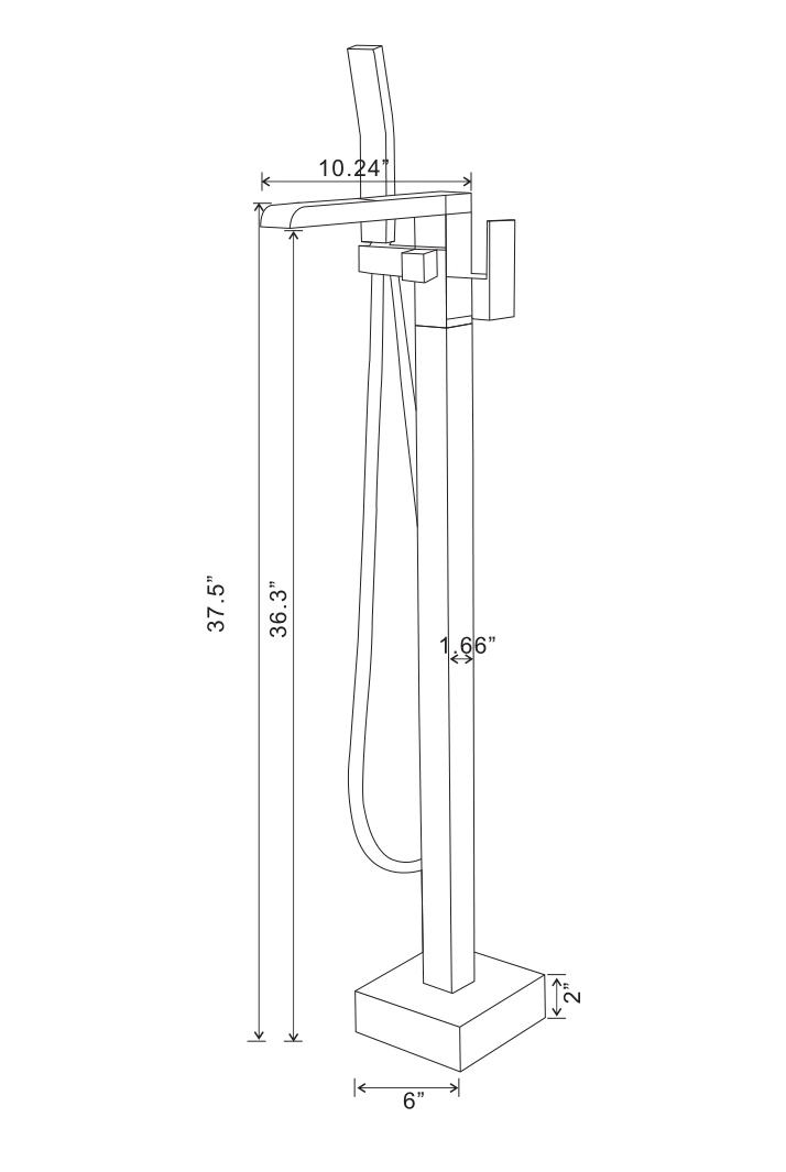 Waterfall Freestanding Single Handle Floor Mounted Clawfoot Tub Faucet with Handshower