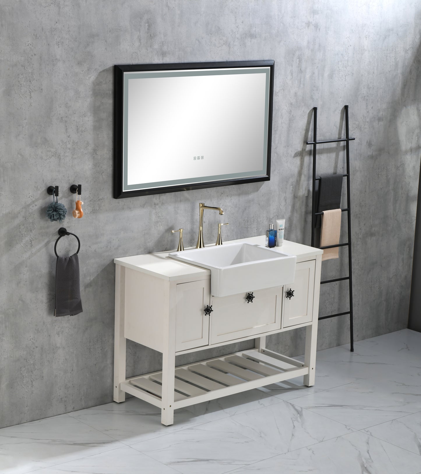 40*24Black Framed Metal FrameBathroom Mirror Square Wall-Mounted Material Framed Explosion-Proof \\nVanity Mirror Shaving Mirror Make-Up Mirror