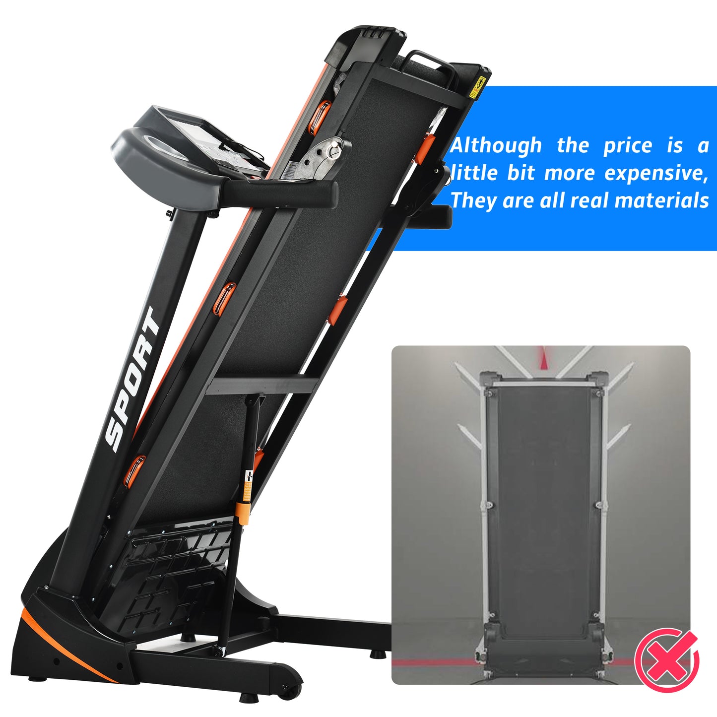 Folding Electric 3.5HP Treadmill With Incline Medium Running Machine Motorised LCD Gym 330lbs； Folding Treadmill Electric Motorized Power 14.8KM/H Running Fitness Machine Gym(W54022178 Upgrade)