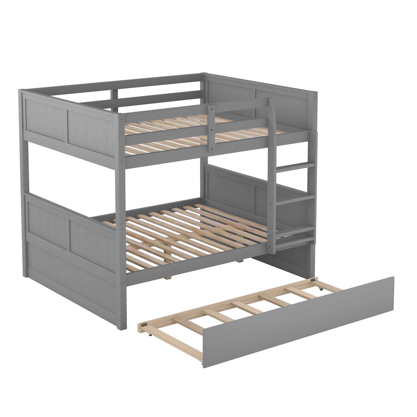 Full Over Full Bunk Bed with Twin Size Trundle, Gray ( old sku: LP000250AAE )