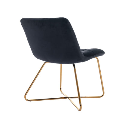 HengMing Velvet Accent Chair Retro Leisure Lounge Chair Mid Century Modern Chair Vanity Chair for Living Room Bedroom with Gold Metal Legs Salmon Black 1 PCS