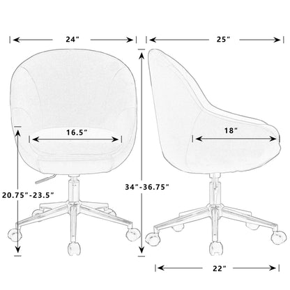 Home Office Chair, Velvet Office Chair, Adjustable Armchair Cute Desk Chair