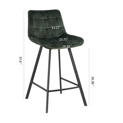 Modern Design Comfortable Nordic Metal Stool Modern Iron High Counter Leisure Bar Chair Green(set of 2)