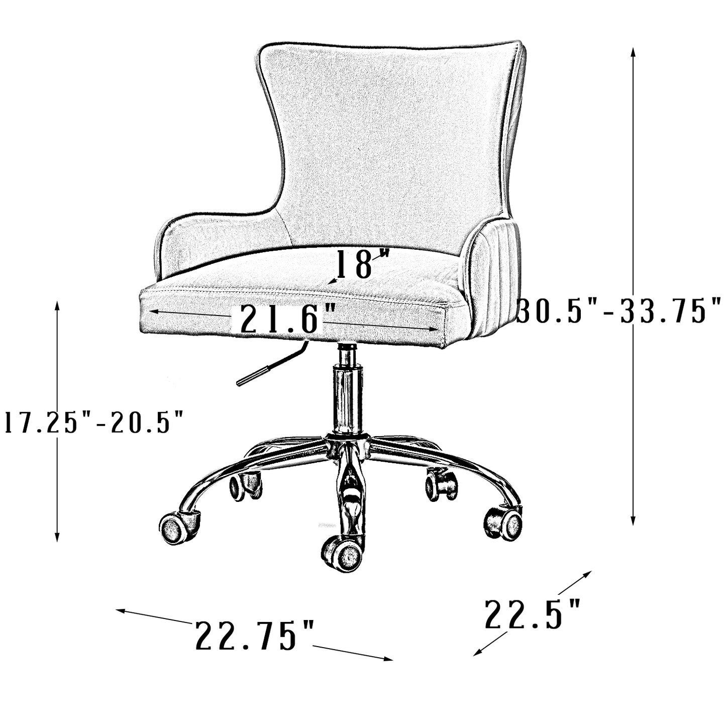 Hess Velvet Task Chair with Iron Legs