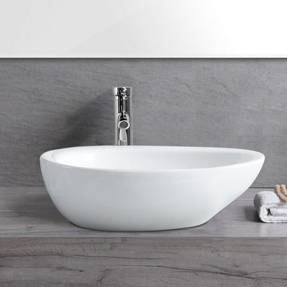 Vessel  Bathroom Sink Basin in White Ceramic