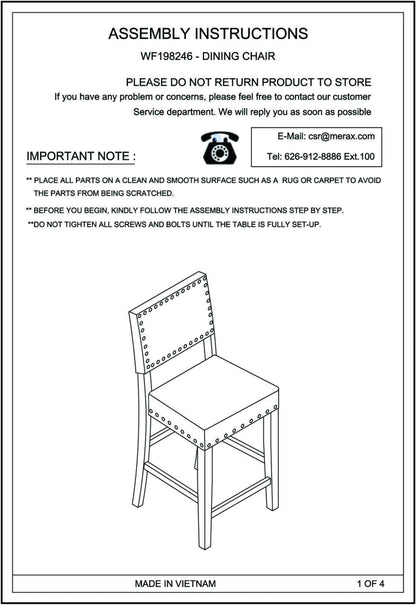 TOPMAX 2 Pieces Rustic Wooden Counter Height Upholstered Dining Chairs for Small Places, Espresso+ Beige