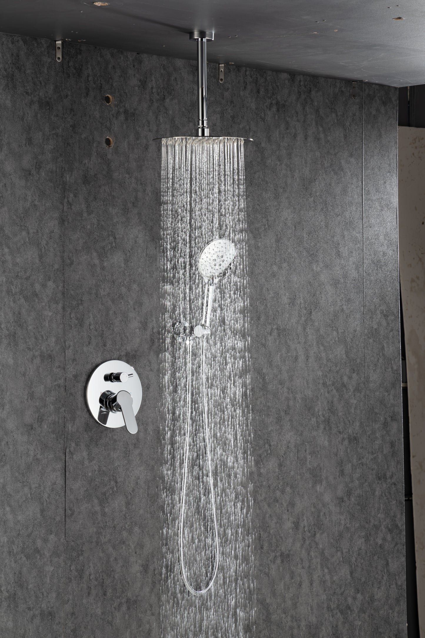 Black Shower System, Ceiling Rainfall Shower Faucet Sets Complete of High Pressure, Rain Shower Head with Handheld, Bathroom 10\\\'\\\' Shower Combo with Rough-in Valve Included