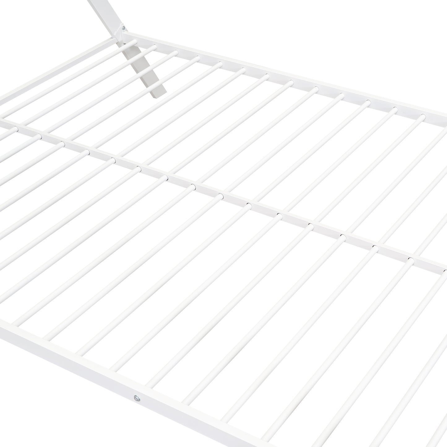 House Bed Tent Bed Frame Full Size Metal Floor Play House Bed with Slat for Kids Girls Boys , No Box Spring Needed White