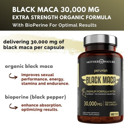 Black Maca Capsules 30,000 mg by Mother Nature Organics